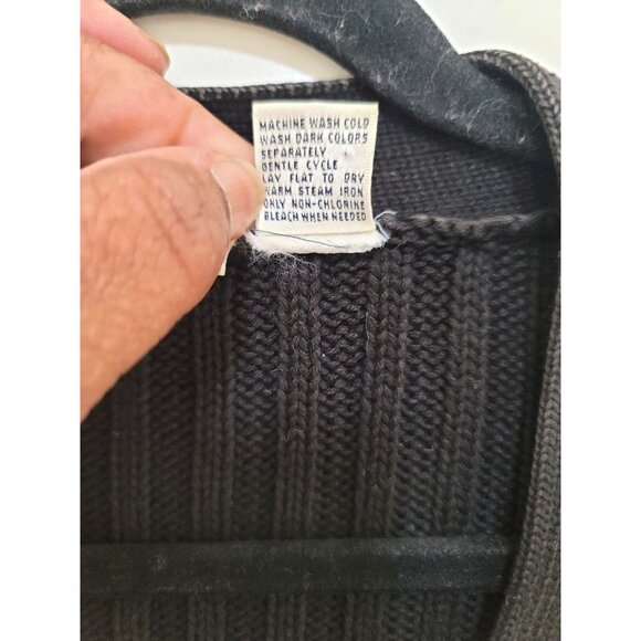 Preview Basics Y2k Black Cardigan Women's XL Ribbed Design Button Closure - Picture 13 of 14